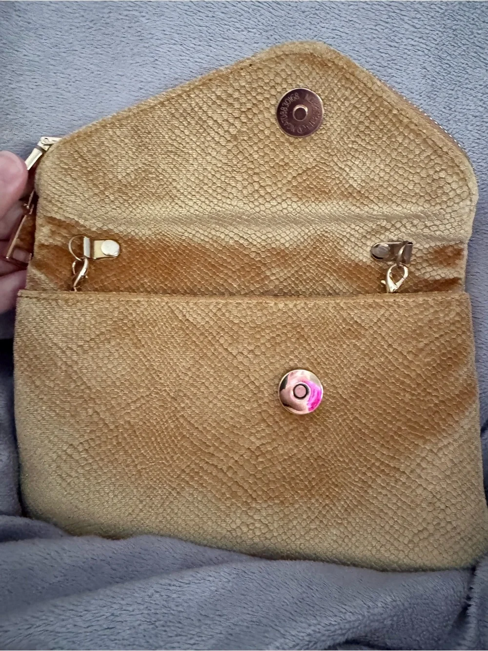 Madison West Gold Velvet Envelope Crossbody/ Clutch - Women Bags